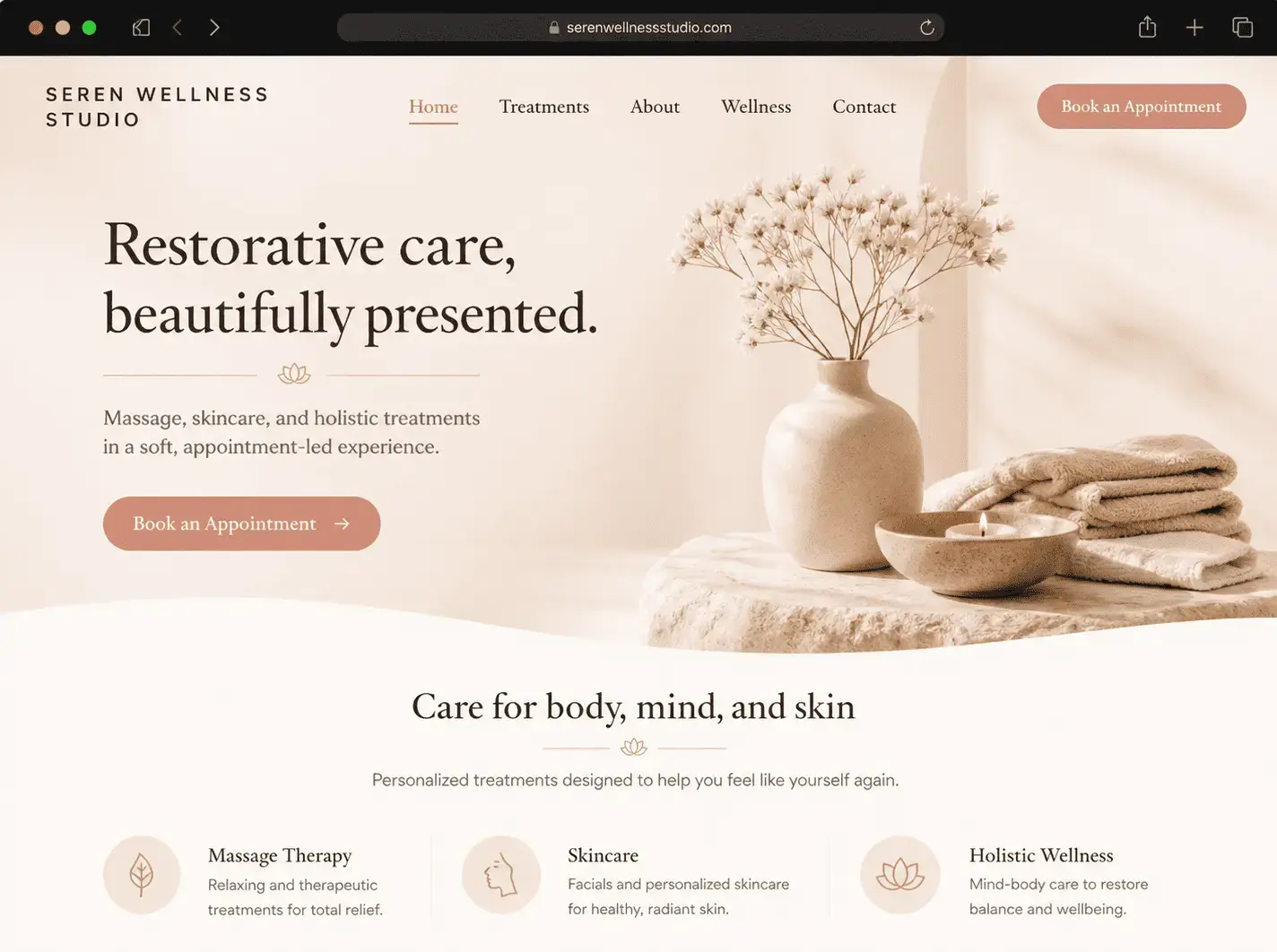 Wellness & Beauty website style preview