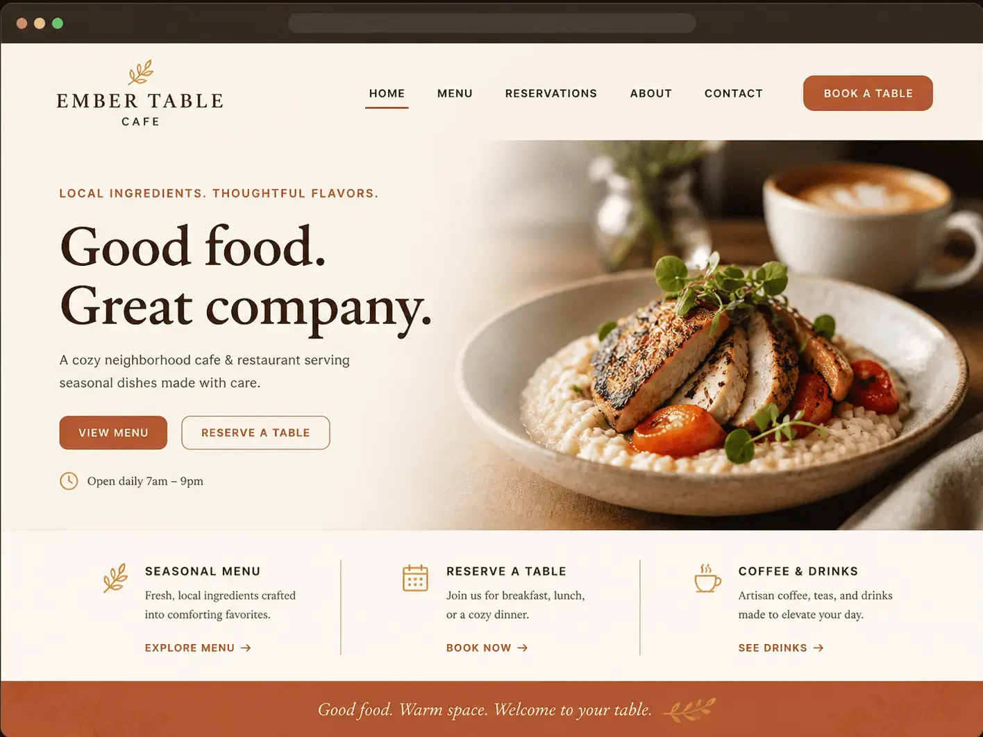 Cafe & Restaurant website style preview