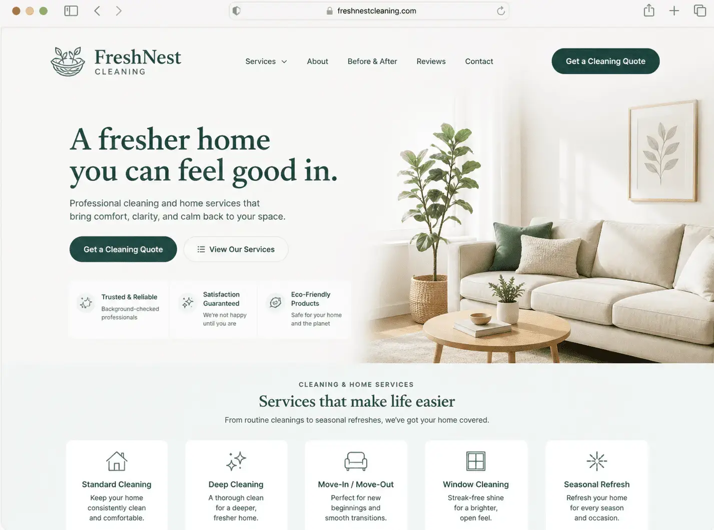 Cleaning & Home Services website style preview