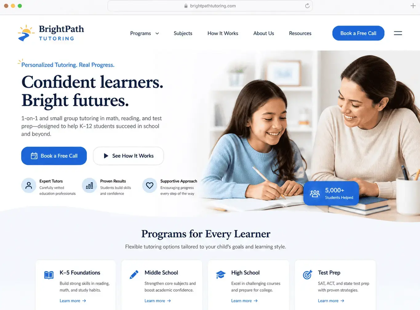 Education & Tutoring website style preview